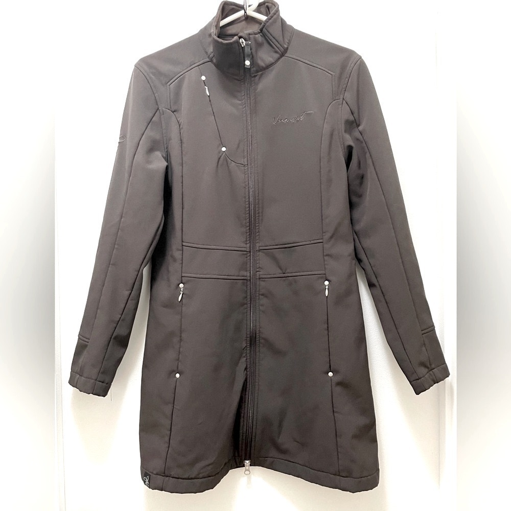 Vuarnet fleece-lined Long Zippered Jacket in Black/Brown